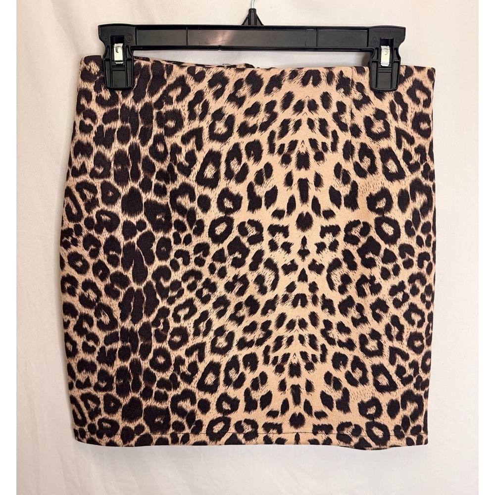 Venti6 - Mini Skirt Leopard Print Bodycon - Brown -‎ M - Womens